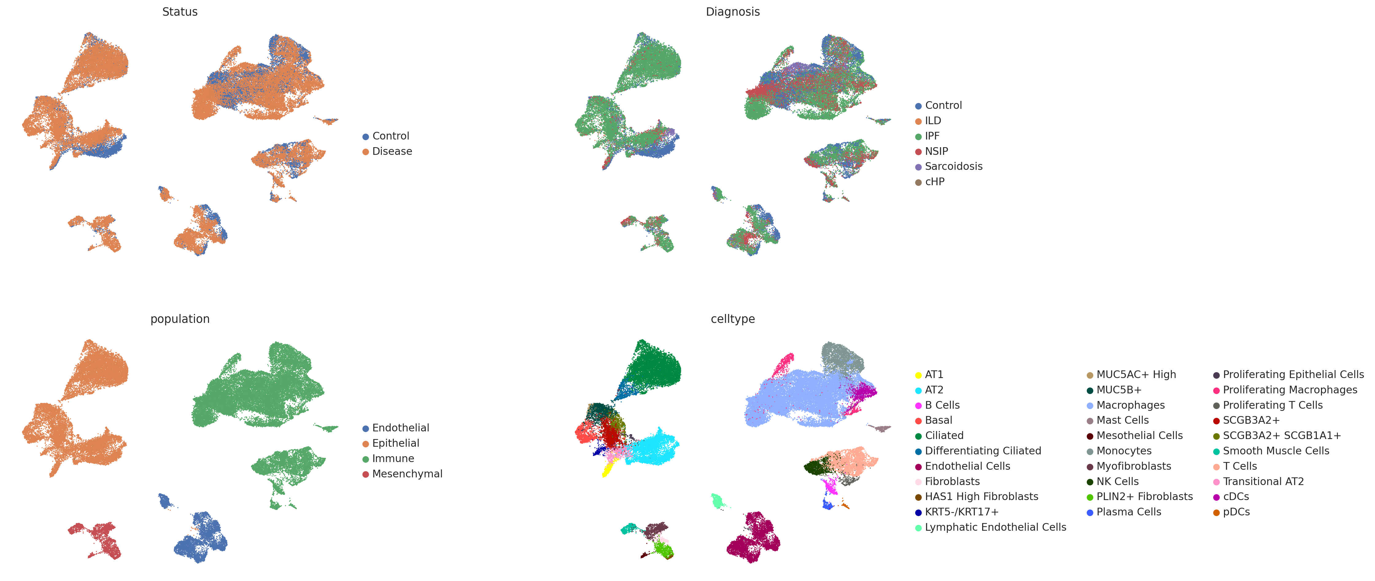 Habermann lung fibrosis UMAP annotations
