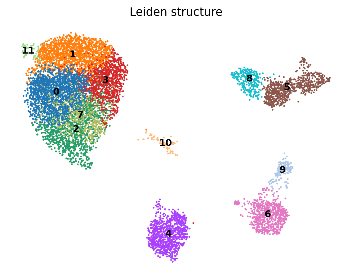 无监督 Leiden 结构,用于避免直接依赖时间标签。