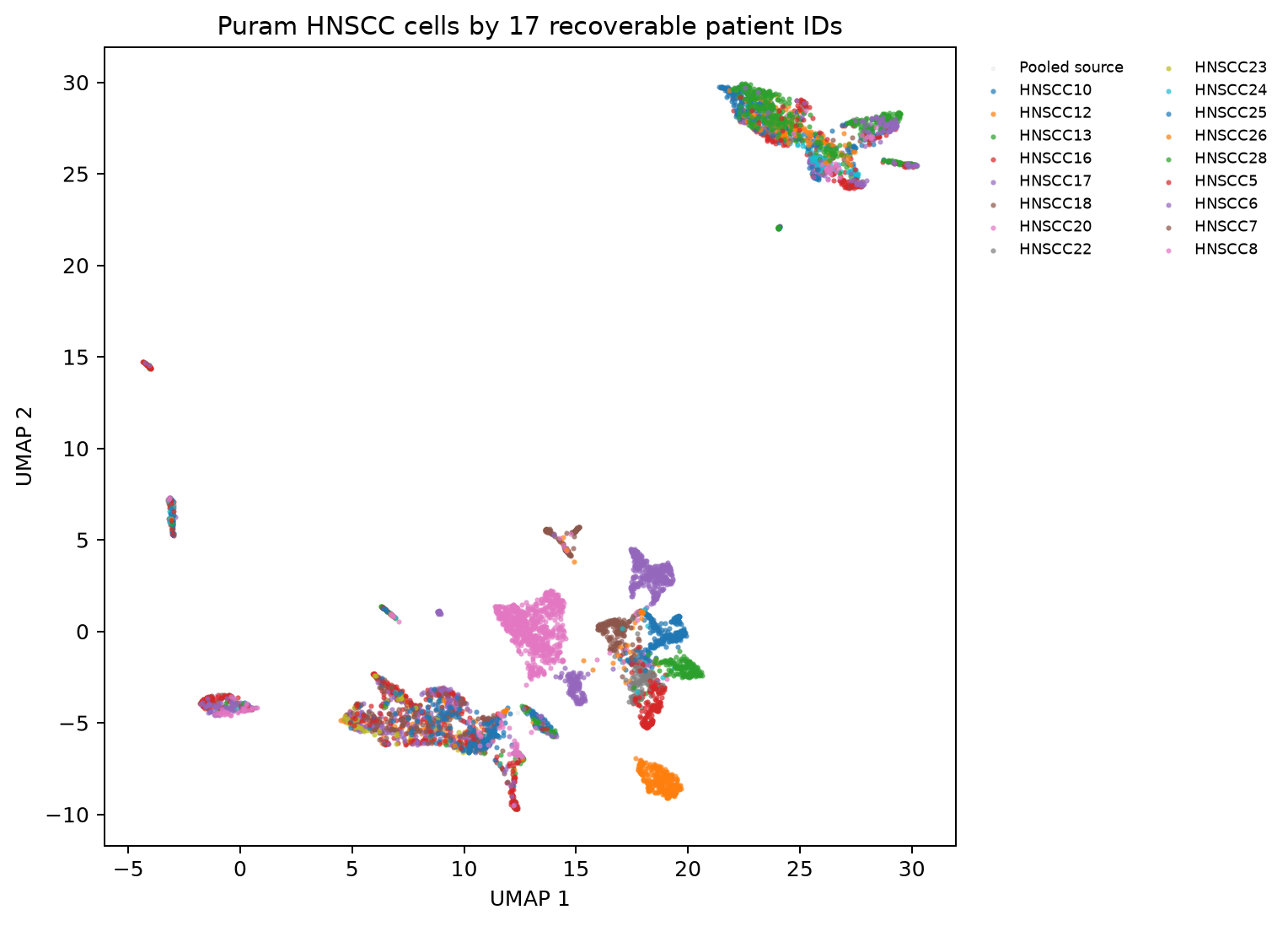 Puram HNSCC 不同患者来源 UMAP