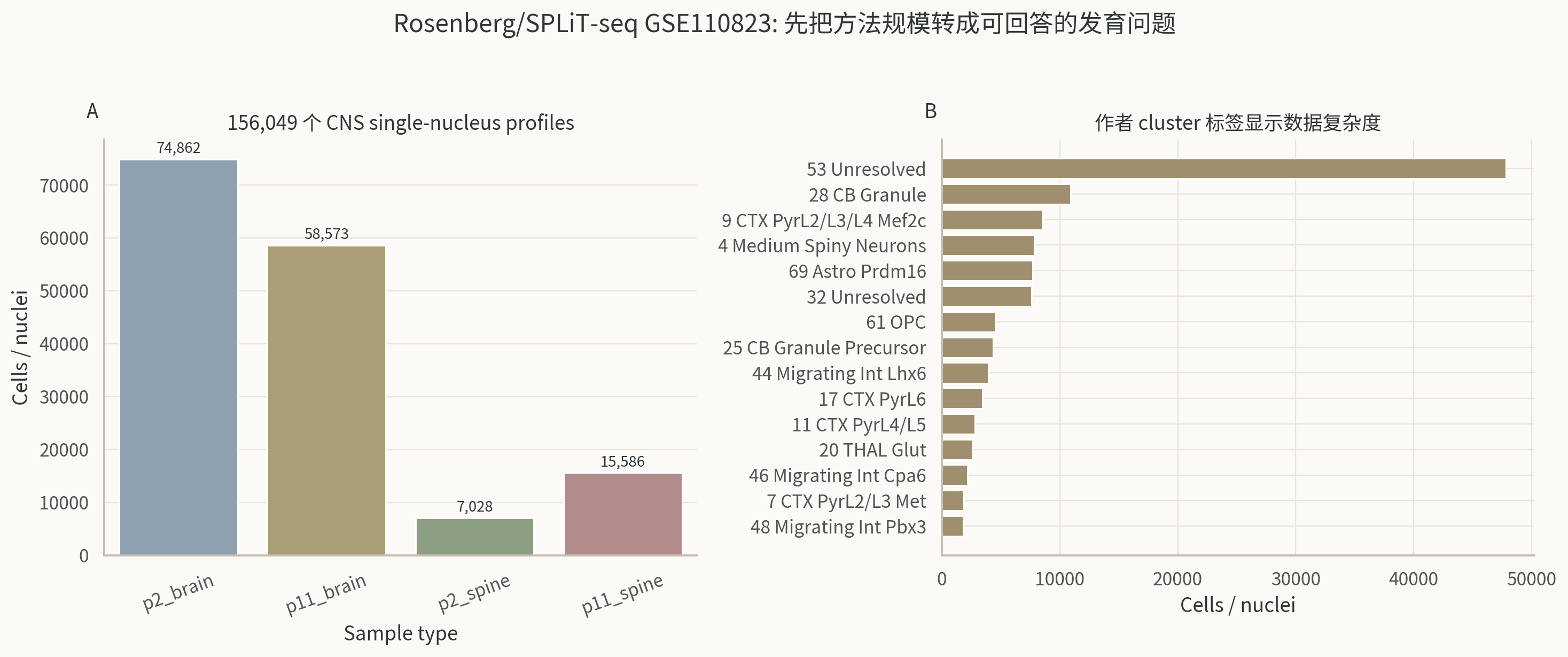 GSE110823 sample type 和 cluster scale。
